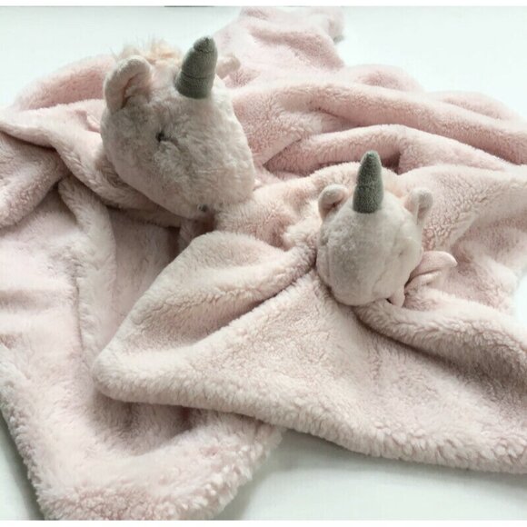 Little Miracles Unicorn Baby Blanket Buddy & Lovey Set Pink Plush Treasured - Picture 1 of 12